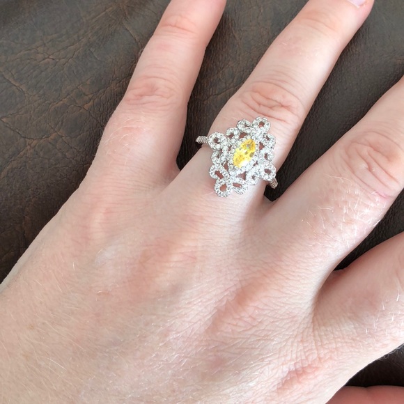 925 Silver Ring Marquise Cut Citrine New - Picture 6 of 7